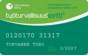 Työturvallisuuskortti takaa työturvallisuuden tason kaikissa yrityksissä